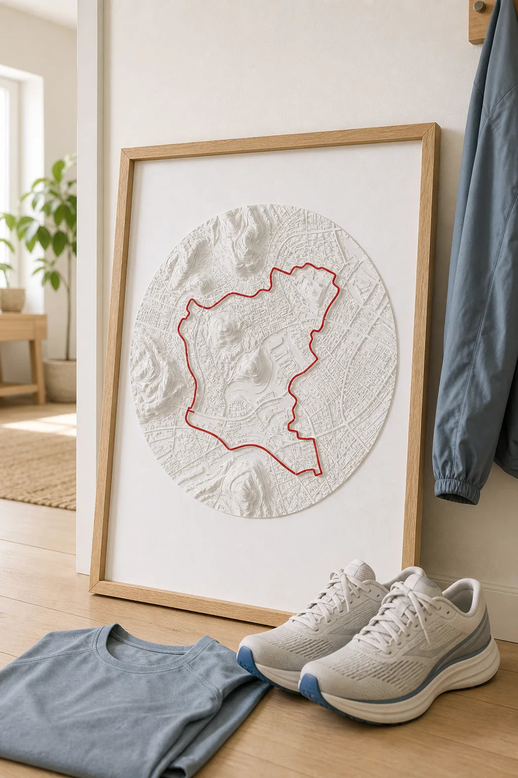 City miles in white and red